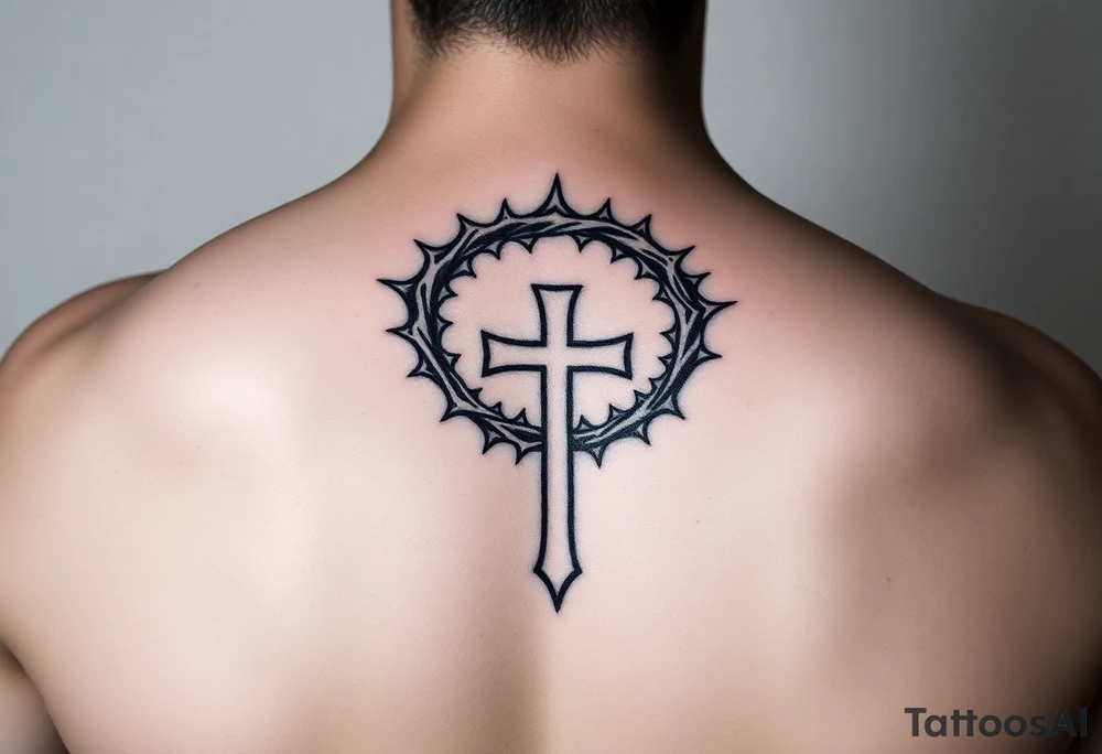 Crown of thorns going down in a spiral and god first with cross tattoo idea