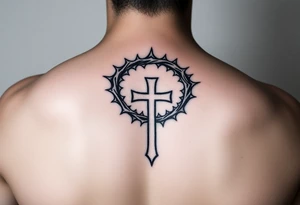 Crown of thorns going down in a spiral and god first with cross tattoo idea