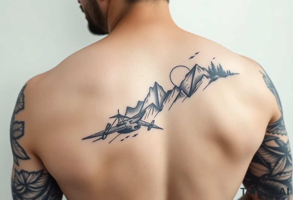 Tattoo sleeve with journey and perseverance theme tattoo idea