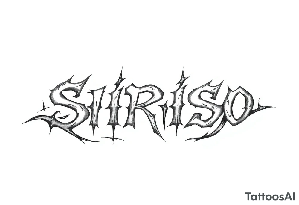 Abstract Tribal font saying “SIRISO” tattoo idea