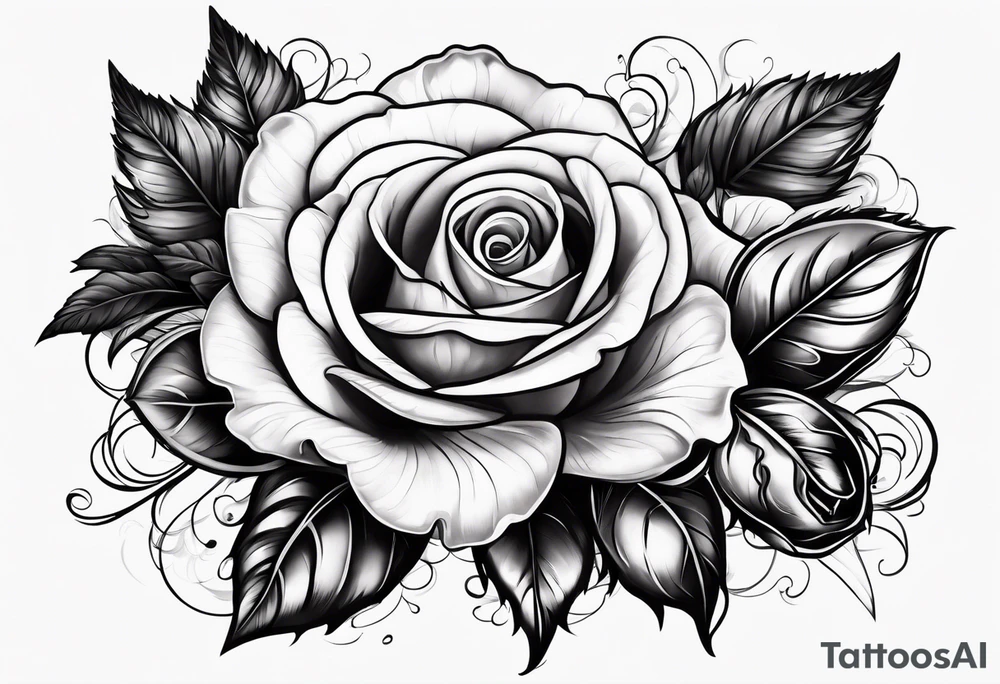 violets and rose tattoo idea
