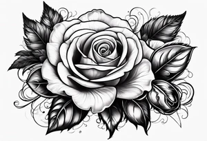violets and rose tattoo idea