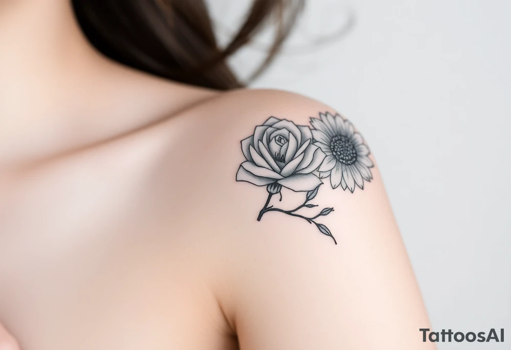 rose and chrysanthemum tattoo idea