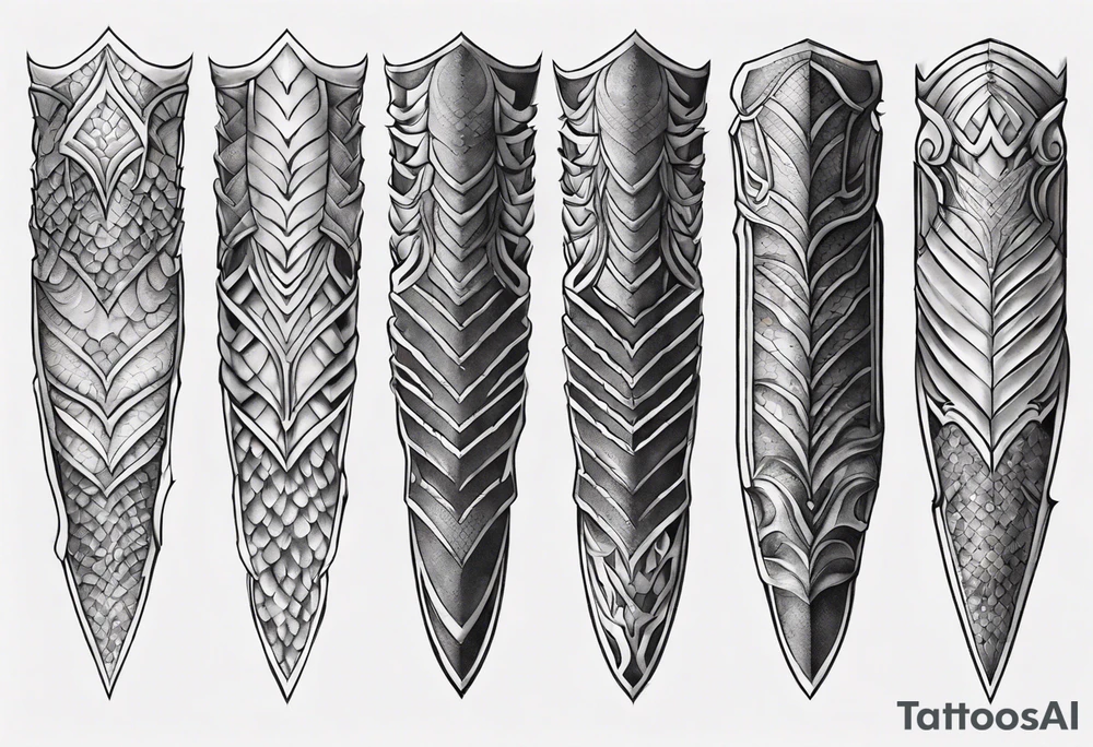 Dragonscale Leg armor symmetrical tattoo idea