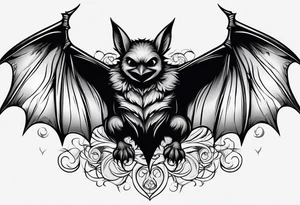 Black bat drawing tattoo idea