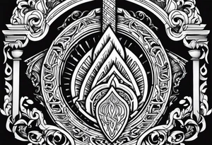 Valhalla fire sword shield stairs tattoo idea