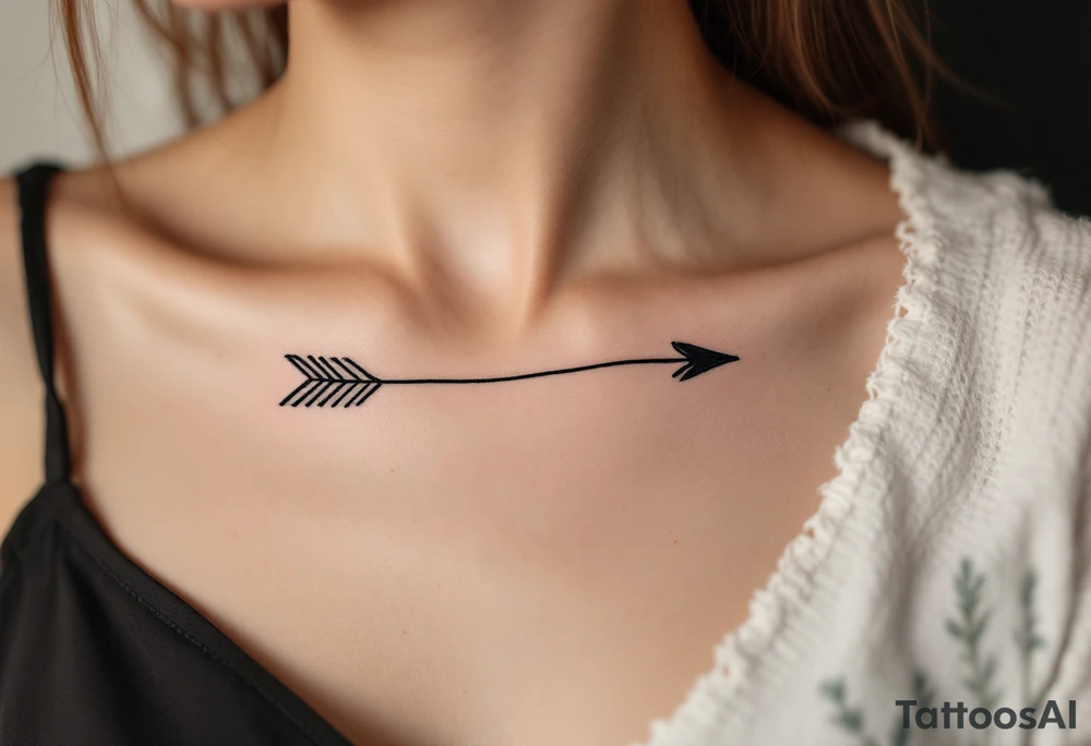 A continuous-line arrow in fine black ink, forming a seamless flow of energy and movement. tattoo idea