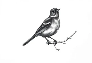 male eurasian blackbird sitting on a branch tattoo idea