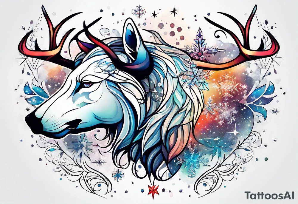 Constellation, animal, snowflake tattoo idea