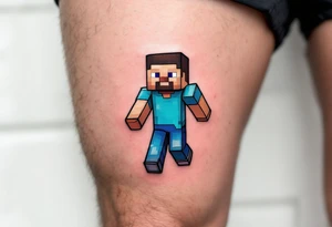 Small Minecraft Steve tattoo more vibrant colors more cartoonish walking very small tattoo idea