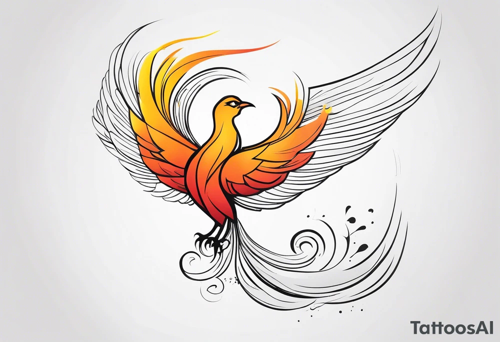 elongated phoenix in profile tattoo idea
