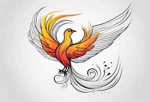 elongated phoenix in profile tattoo idea
