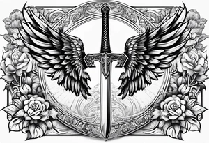 Sword with angel wing tattoo idea