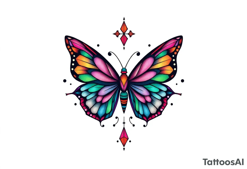 a geometric butterfly tattoo idea