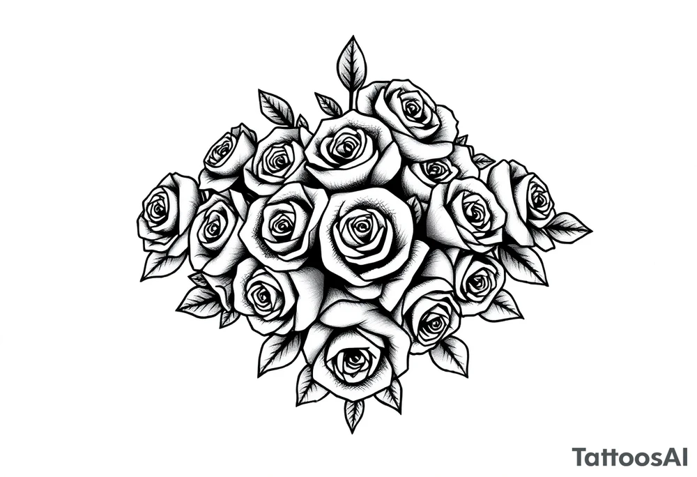 A lot of small roses in a diamond shape tattoo idea