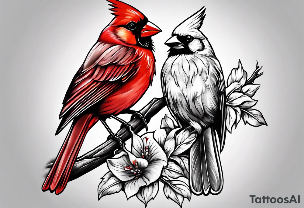 Cross with cardinal sitting on it tattoo idea