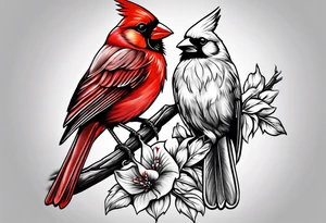 Cross with cardinal sitting on it tattoo idea