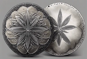 sand dollar 
fine line 
very detailed 
light gray tattoo idea