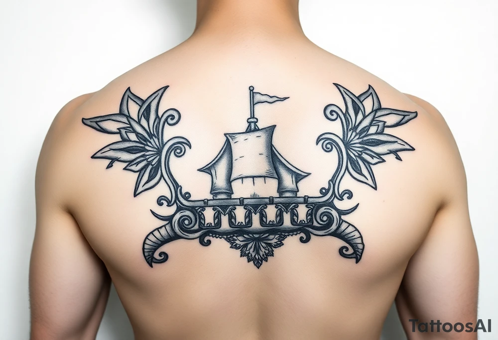 Polynesian tribal noah’s ark tattoo chest piece tattoo idea