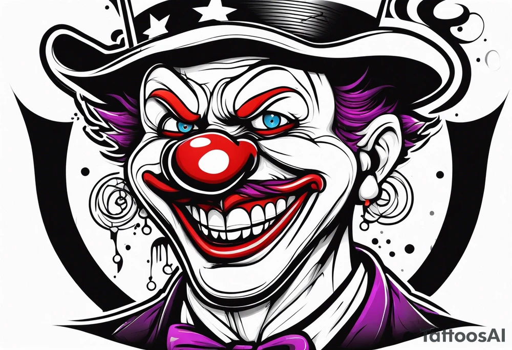 Evil clown gangster tattoo idea