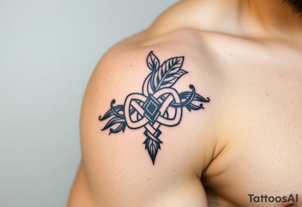 Celtic knot band combined with nature tattoo idea