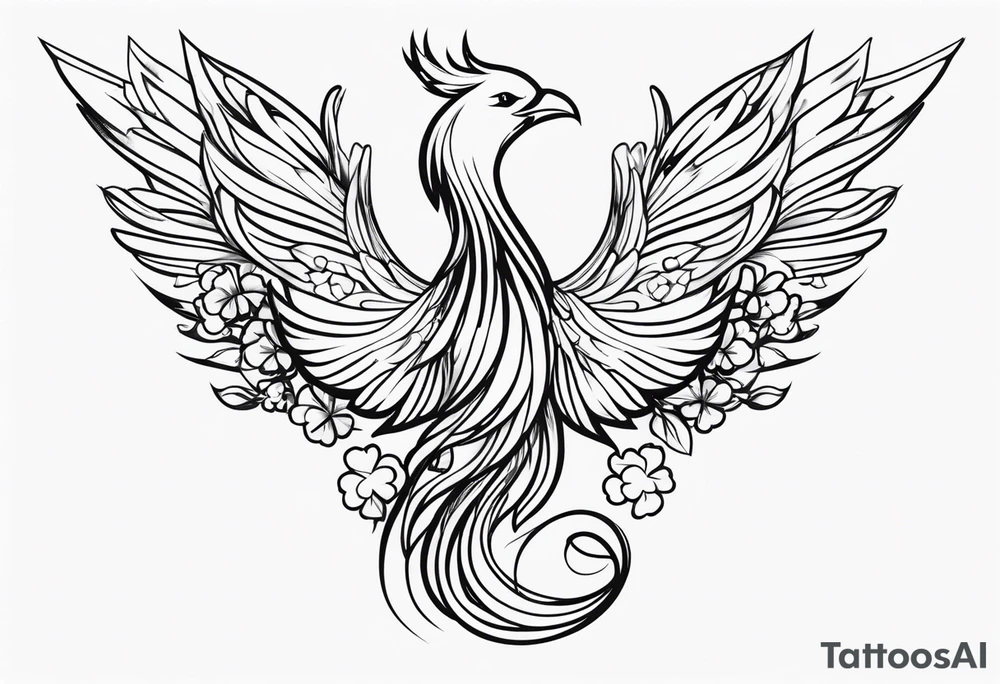 simple pheonix with a tail of shamrocks tattoo idea