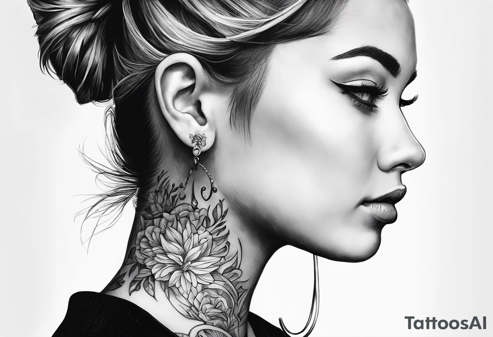a tattoo below the ear written "N&E" tattoo idea