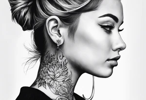 a tattoo below the ear written "N&E" tattoo idea