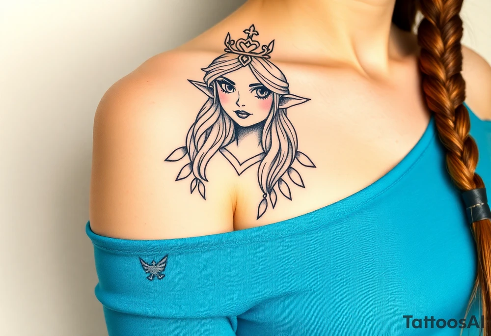 American traditional princess Zelda from twilight princess tattoo idea