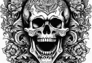 human skull with fangs tattoo idea