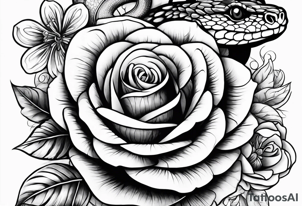 snake and roses tattoo idea