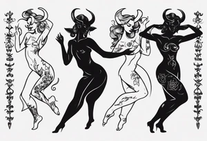 female dancing with the devil delicate tattoo idea