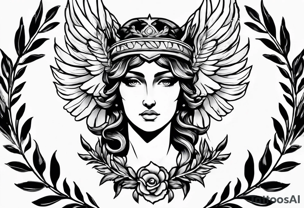 athena aegis with a laurel wreath tattoo idea