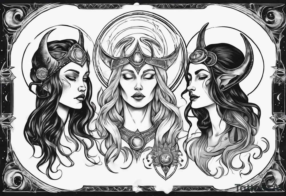 The High Priestesses. Hecate, Artemis and Selene as one. Representing Magic, Intuition and The Moon. tattoo idea