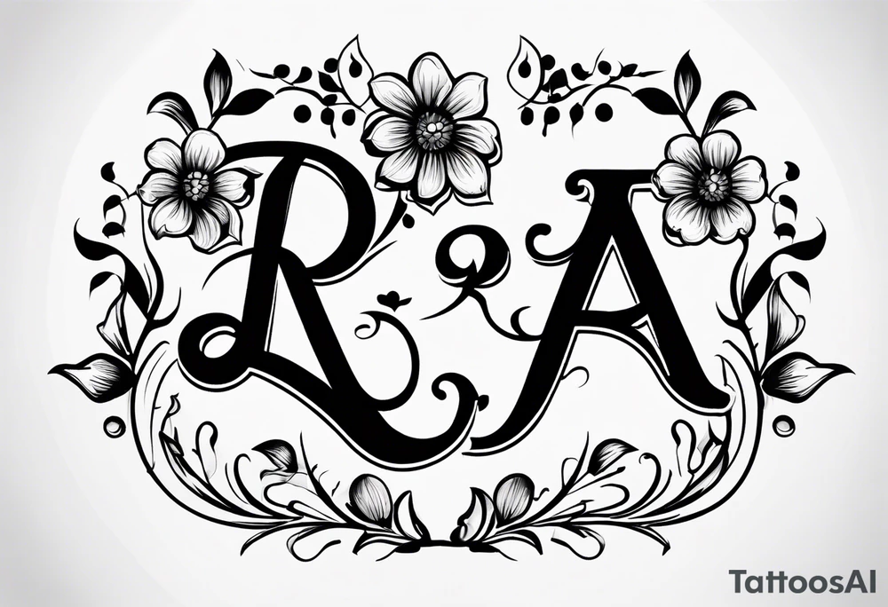 Initials R, E, J incorporated into a small flower tattoo design tattoo idea Initials R, E, J incorporated into a small flower tattoo design tattoo idea