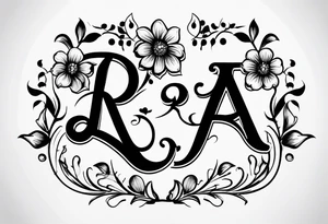 Initials R, E, J incorporated into a small flower tattoo design tattoo idea
