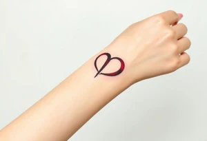 The rune of love enclosed in an infinity symbol, symbolizing everlasting affection, in black and deep red. tattoo idea