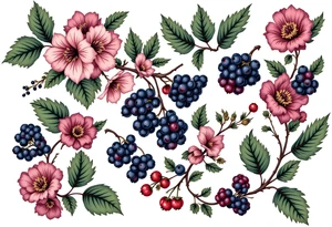 American traditional style Blackberry vine tattoo idea