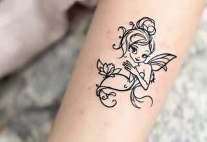 tinkerbell as a fairy and the little mermaid tattoo idea