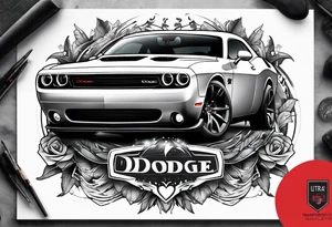 2020 Black Dodge challenger tattoo idea