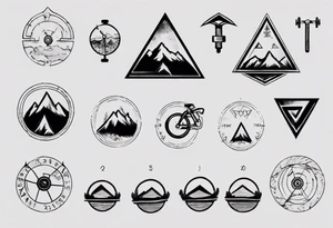 weights, cycle, mountain tattoo idea