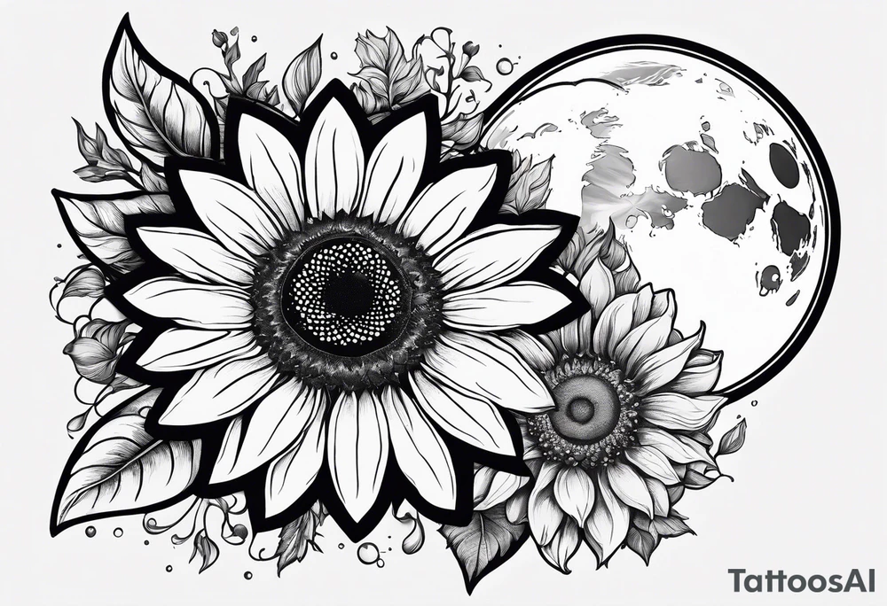 Zodiac sign Cancer, moon, sunflower, flowers, fairy, love, kind, fierce, sun, caring, butterfly, stars tattoo idea