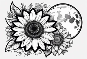 Zodiac sign Cancer, moon, sunflower, flowers, fairy, love, kind, fierce, sun, caring, butterfly, stars tattoo idea