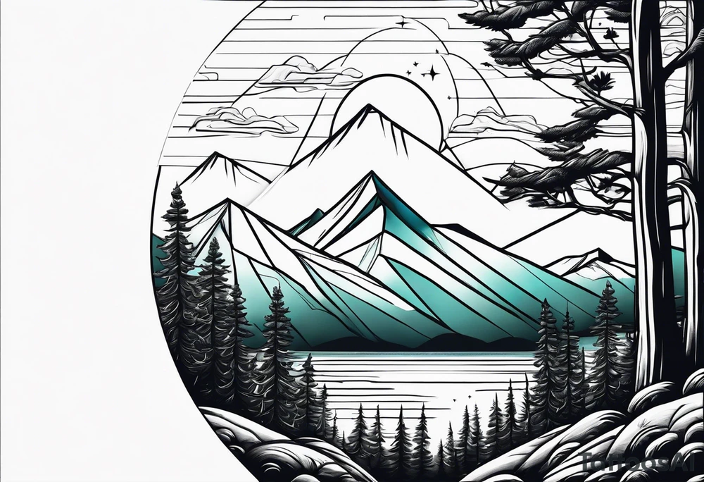 Mountains, travel, adventure, trees, tattoo idea
