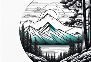 Mountains, travel, adventure, trees, tattoo idea