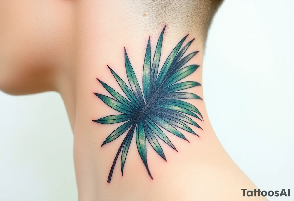 realistic large woven palm leaves tattoo idea