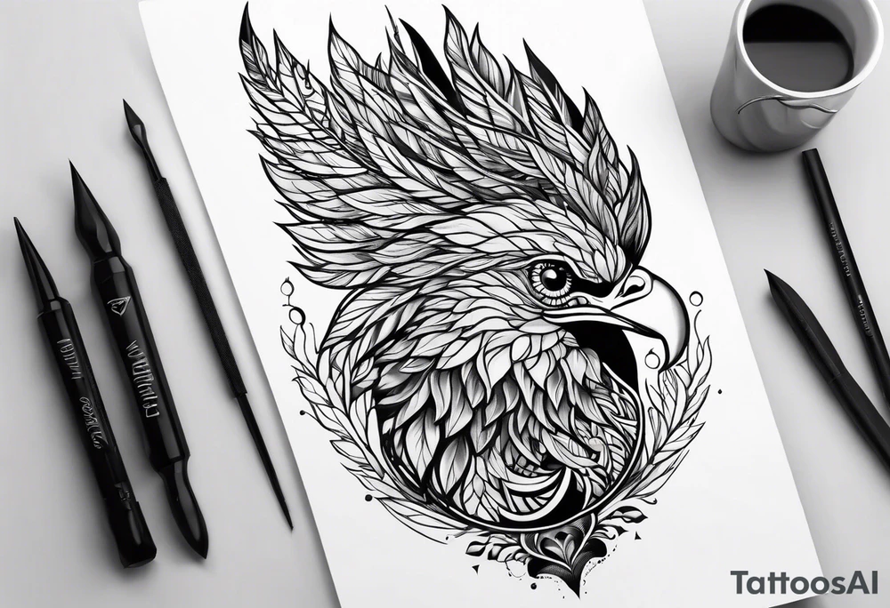plume and tree tattoo idea