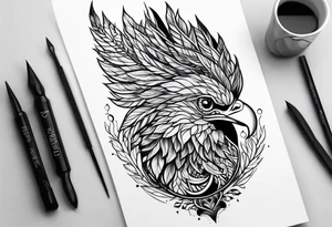 plume and tree tattoo idea