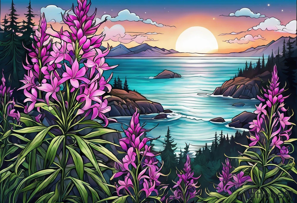ocean fireweed tattoo idea