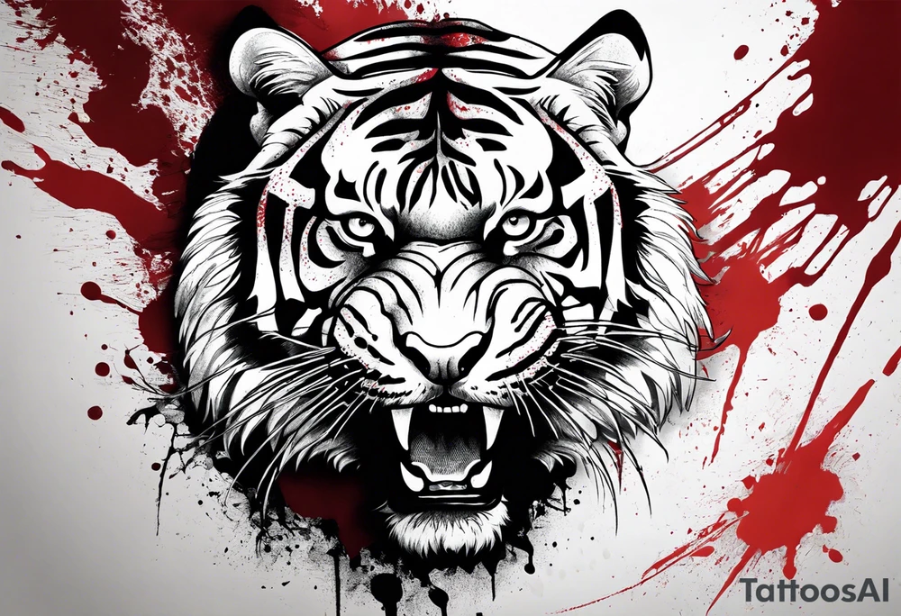 Tiger covered in blood tattoo idea